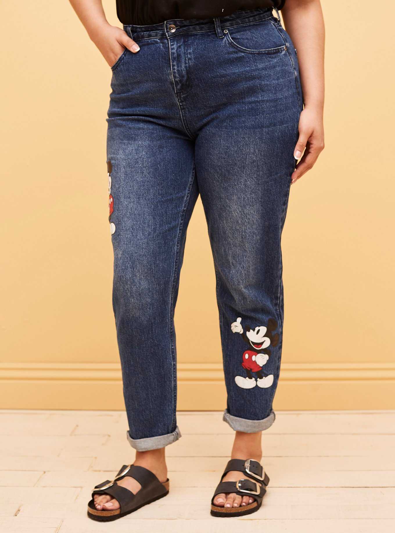 Her Universe Disney Mickey Mouse Dark Wash Mom Jeans Plus Size, , hi-res