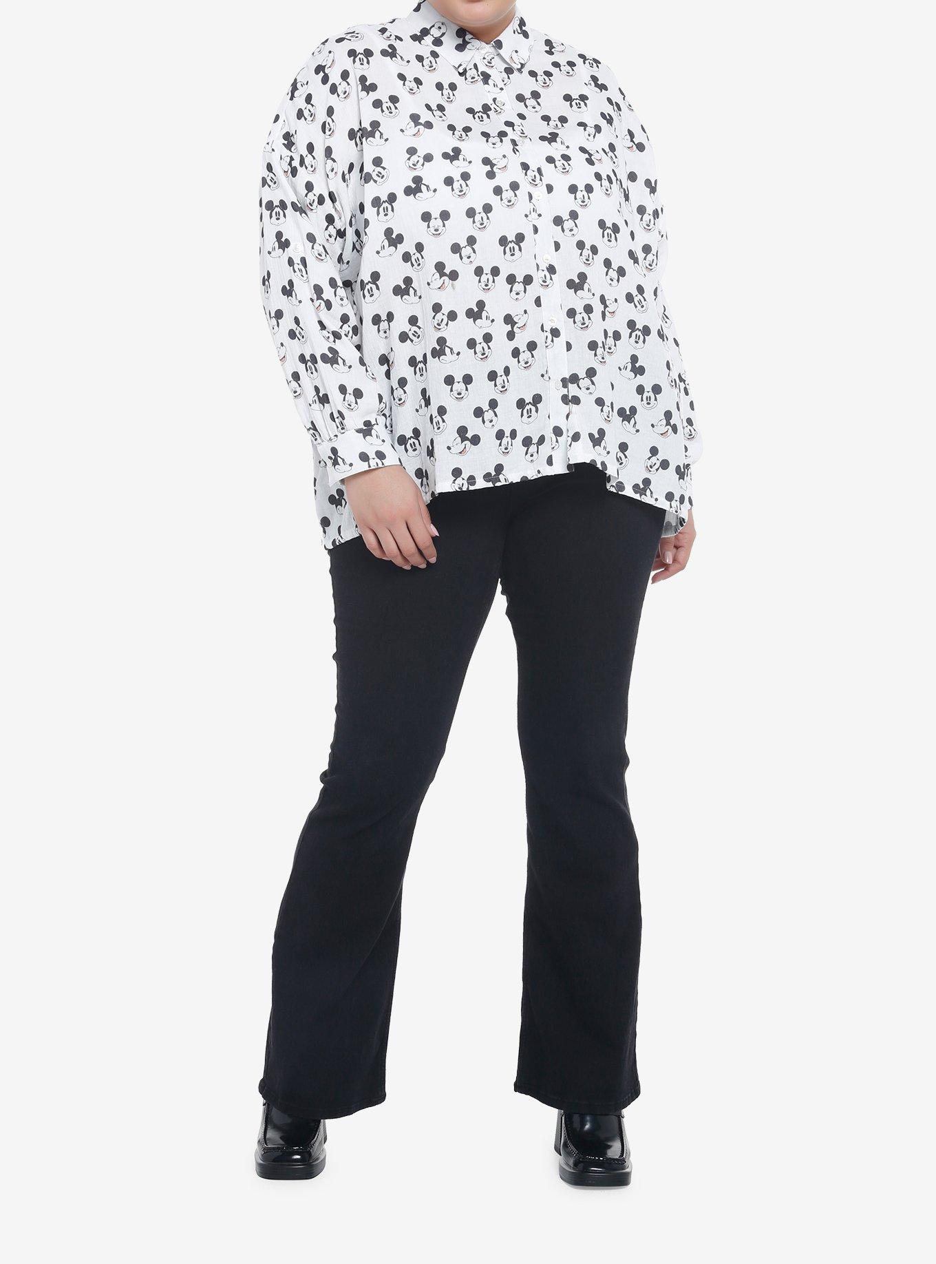 Her Universe Disney Mickey Mouse Long-Sleeve Button-Up Plus Size, OFF WHITE, alternate