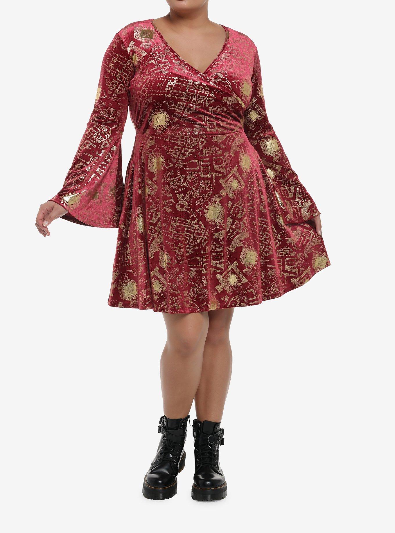 Harry Potter Marauder's Map Velvet Dress Plus Size, , hi-res