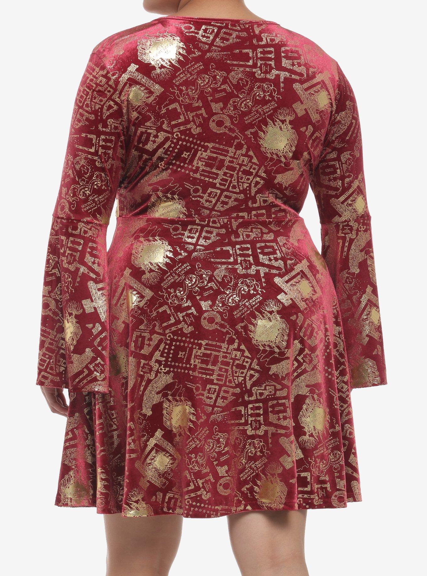 Harry Potter Marauder's Map Velvet Dress Plus Size, MULTI, alternate
