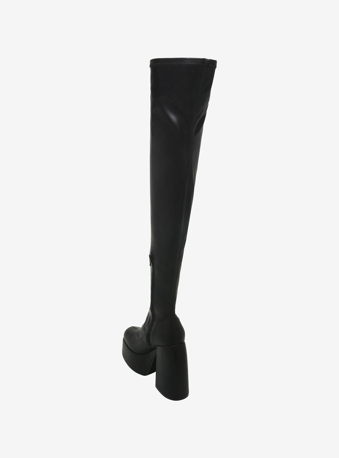 Black Thigh High Platform Boots, MULTI, alternate