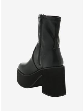 Plus Size Black Zipper Platform Boots, , hi-res