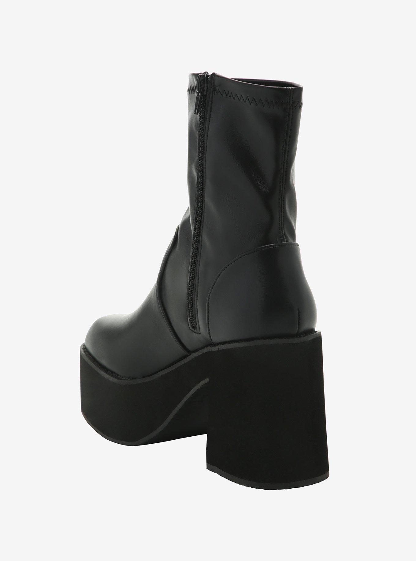 Black Zipper Platform Boots, MULTI, alternate