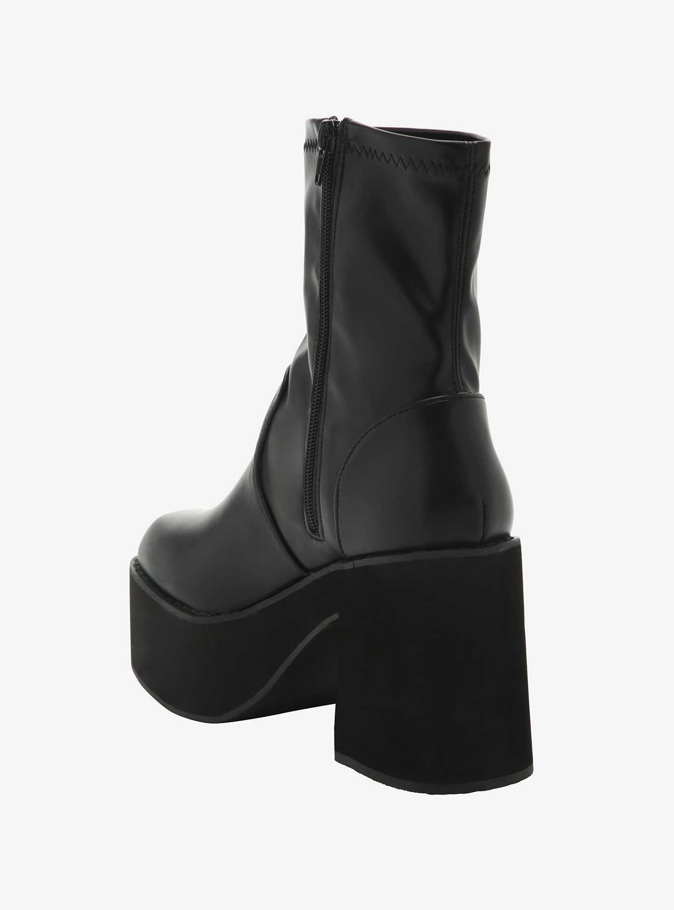 Black Zipper Platform Boots, , hi-res