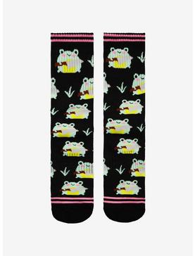 Frog Knife Pink Stripe Crew Socks, , hi-res