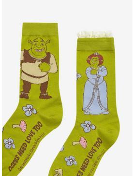 Shrek Fiona & Shrek Flower Crew Socks 2 Pair, , hi-res