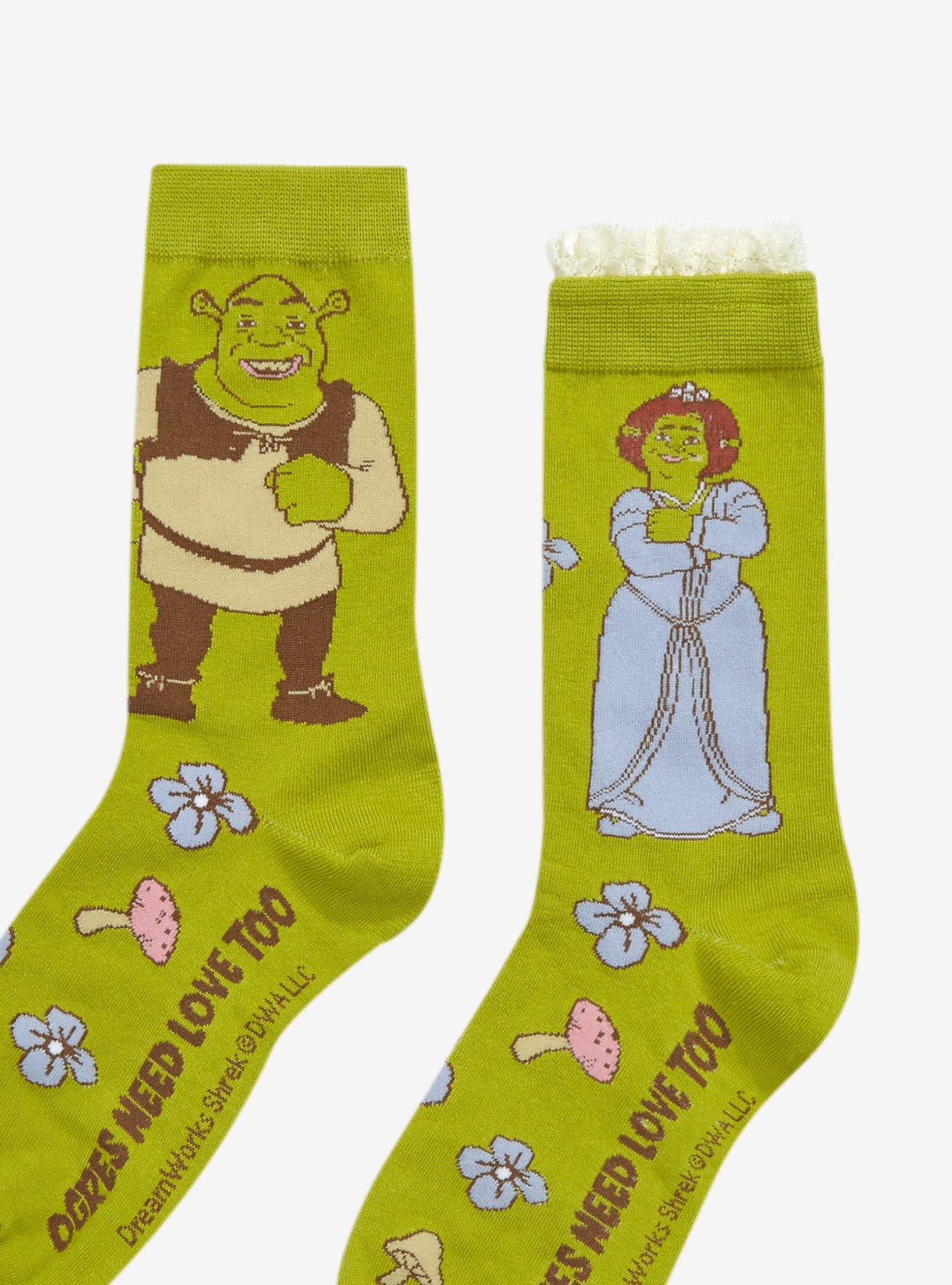 Shrek Fiona & Shrek Flower Crew Socks 2 Pair, , alternate