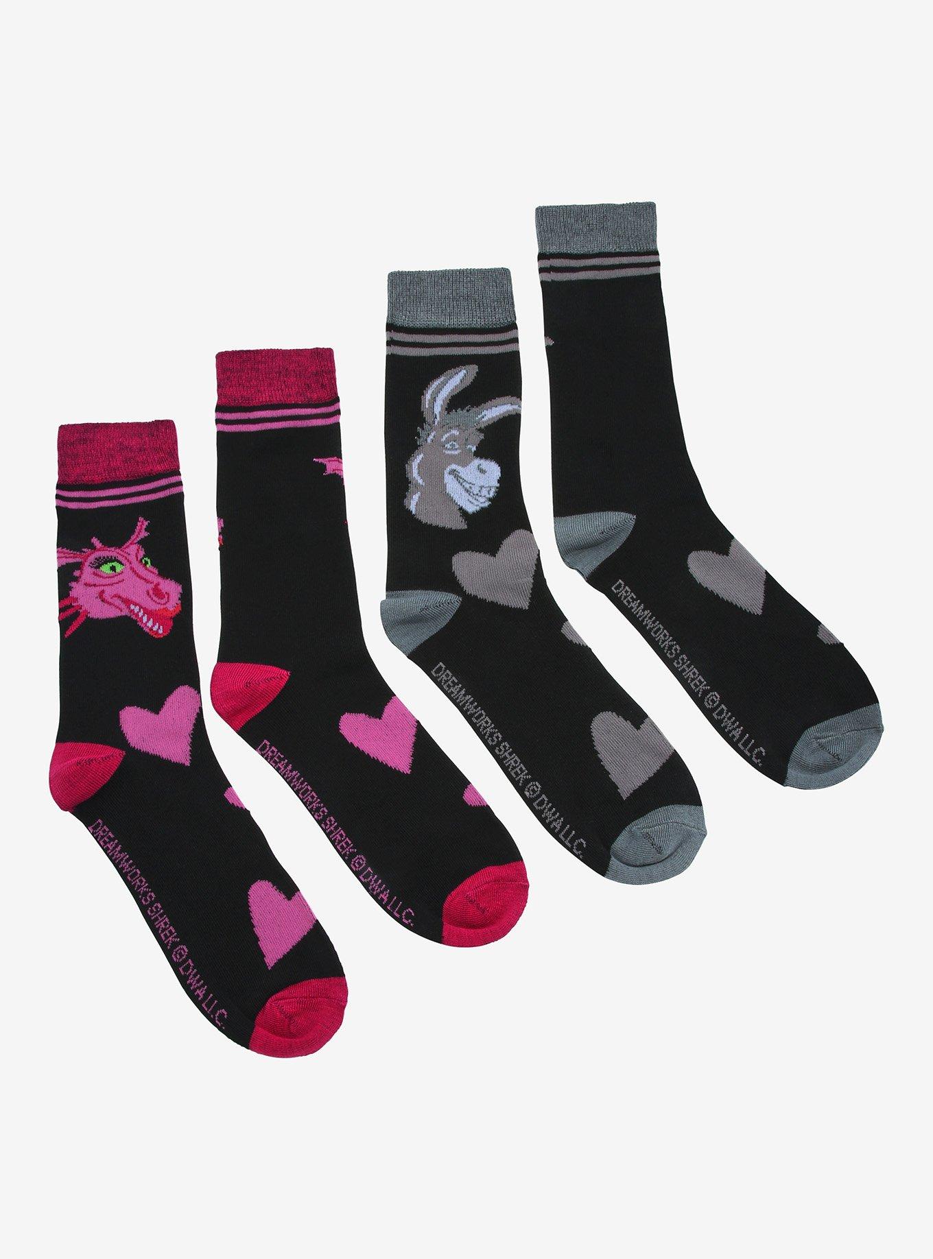 Shrek Donkey & Dragon Crew Socks 2 Pair, , alternate