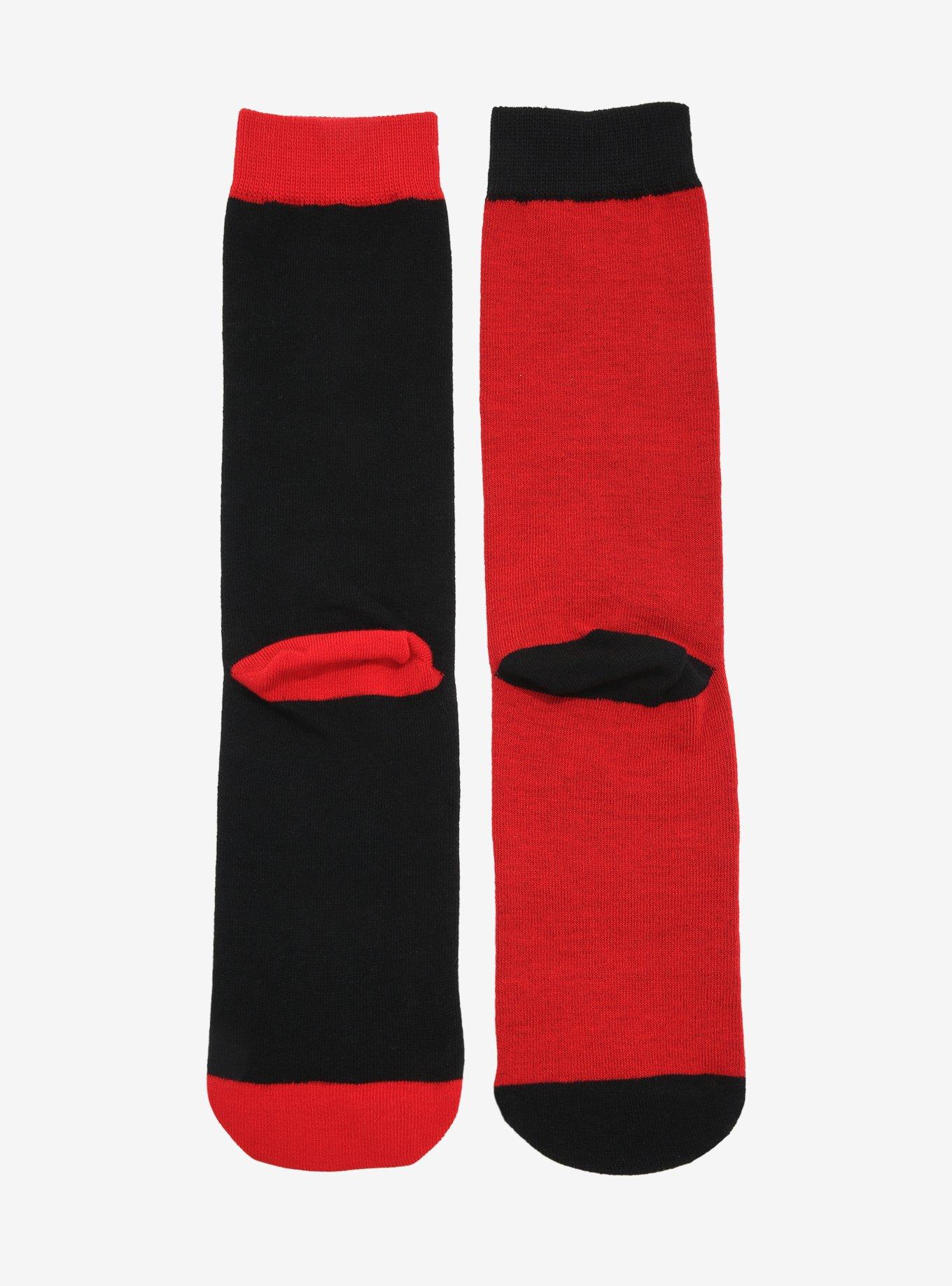 Emily The Strange Cat Mismatch Crew Socks, , alternate