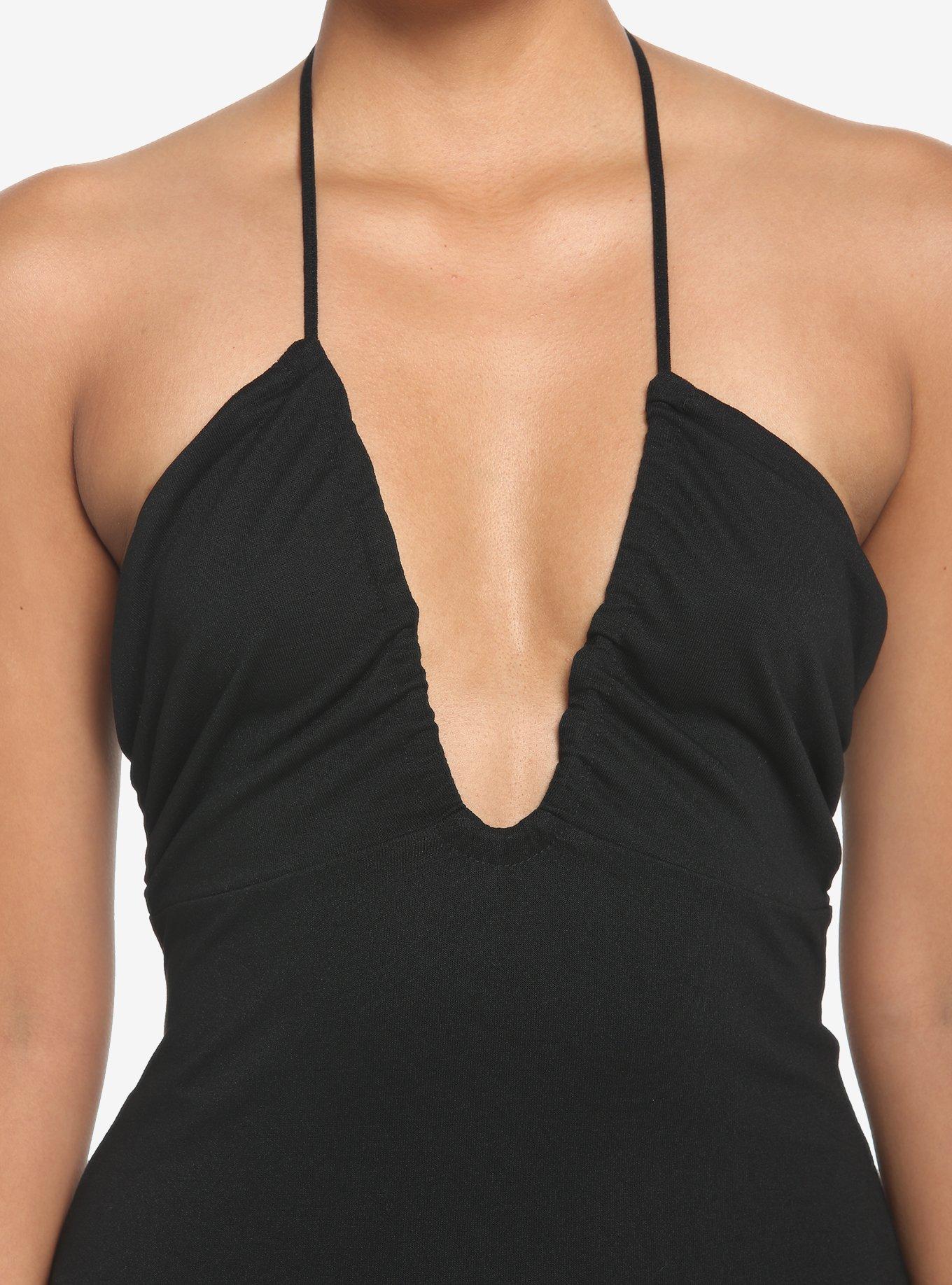 Black O-Ring Halter Dress, BLACK, alternate