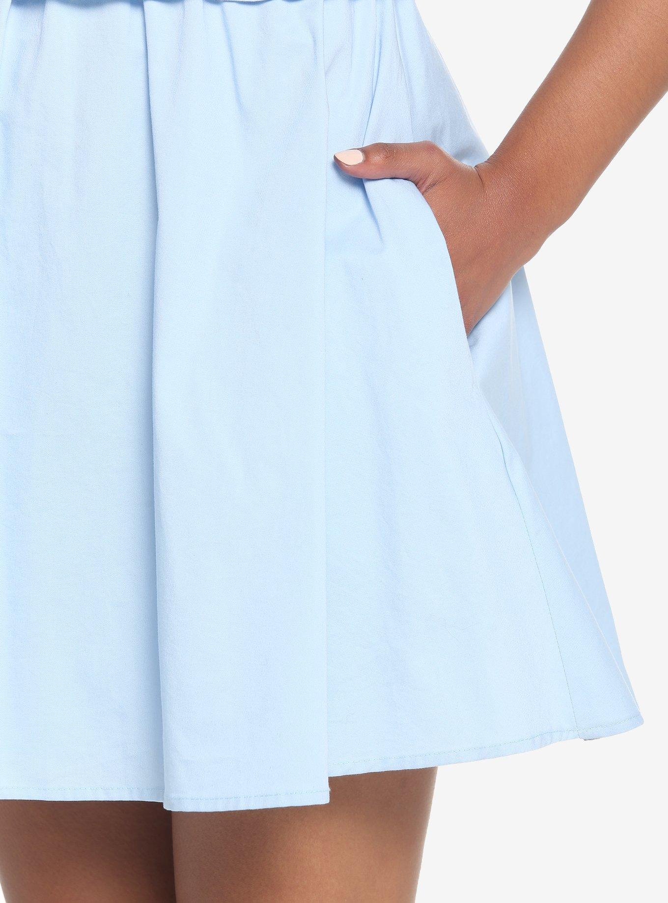 Blue Puff Sleeve Smocked Dress, BLACK, alternate