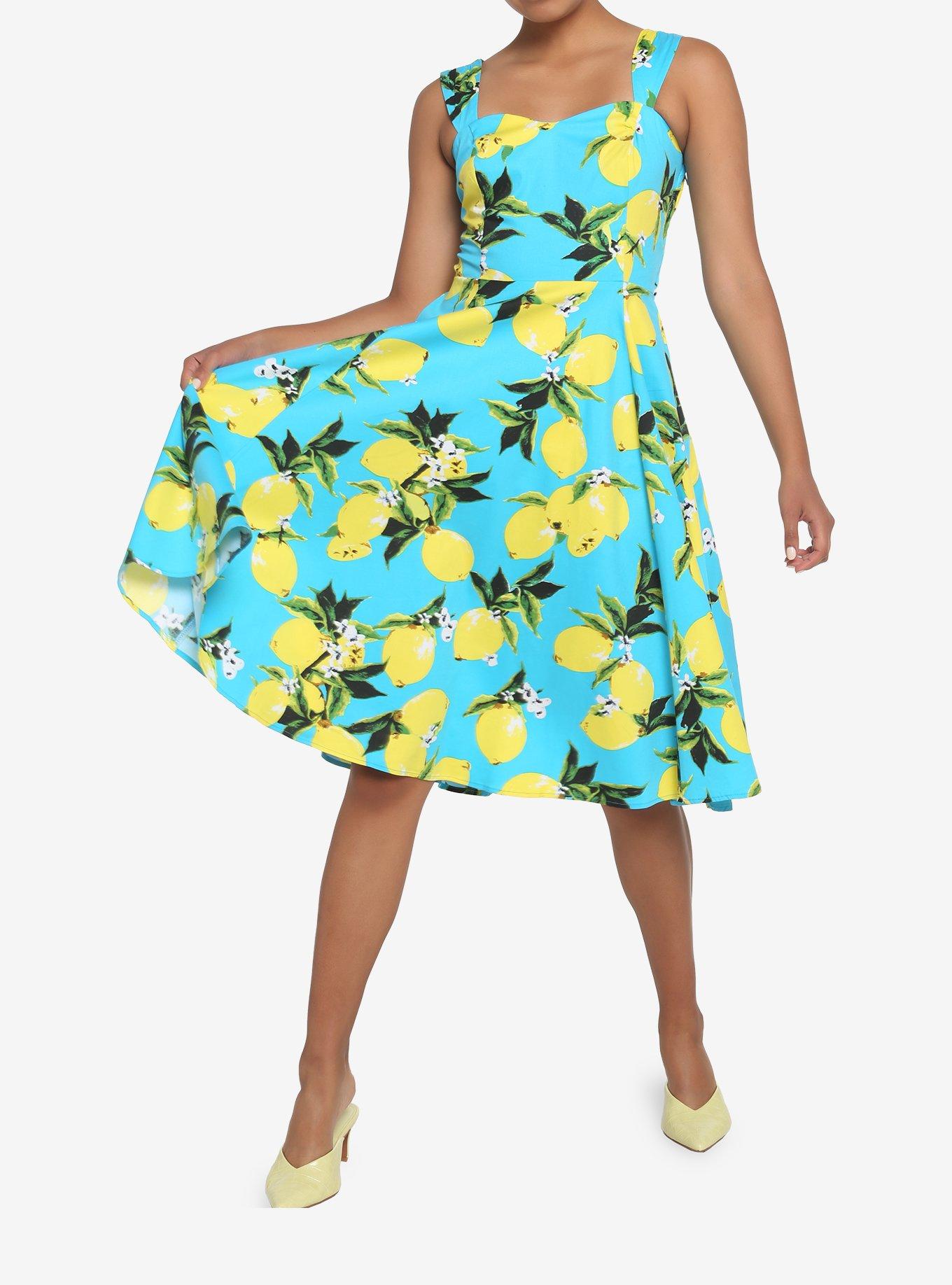 Bright Lemon Retro Dress, BLACK, alternate
