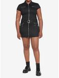 Black Grommets & Straps Zip-Up Dress Plus Size, BLACK, alternate
