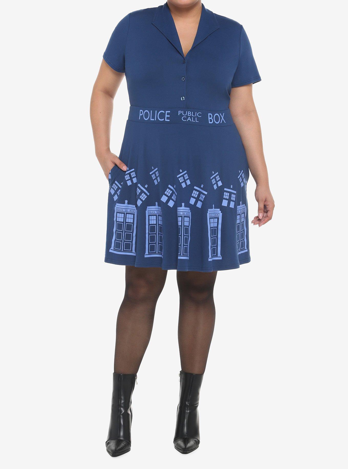 Her Universe Doctor Who TARDIS Retro Dress Plus Size, DARK BLUE, alternate