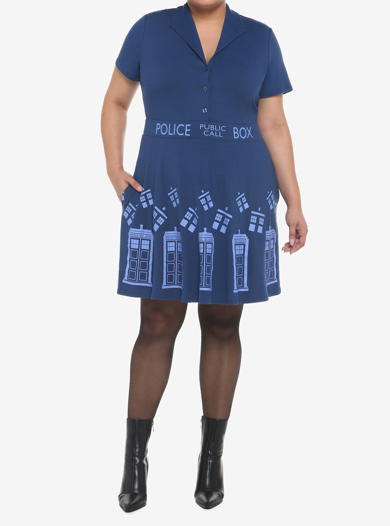 Her Universe Doctor Who TARDIS Retro Dress Plus Size, MULTI, alternate