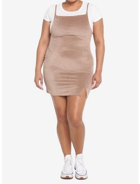 Brown & White Velvet Twofer Dress Plus Size, , hi-res