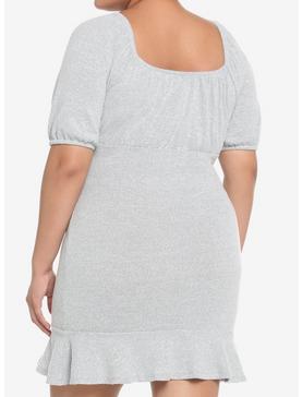 Heather Grey Ruffle Empire Dress Plus Size, , hi-res