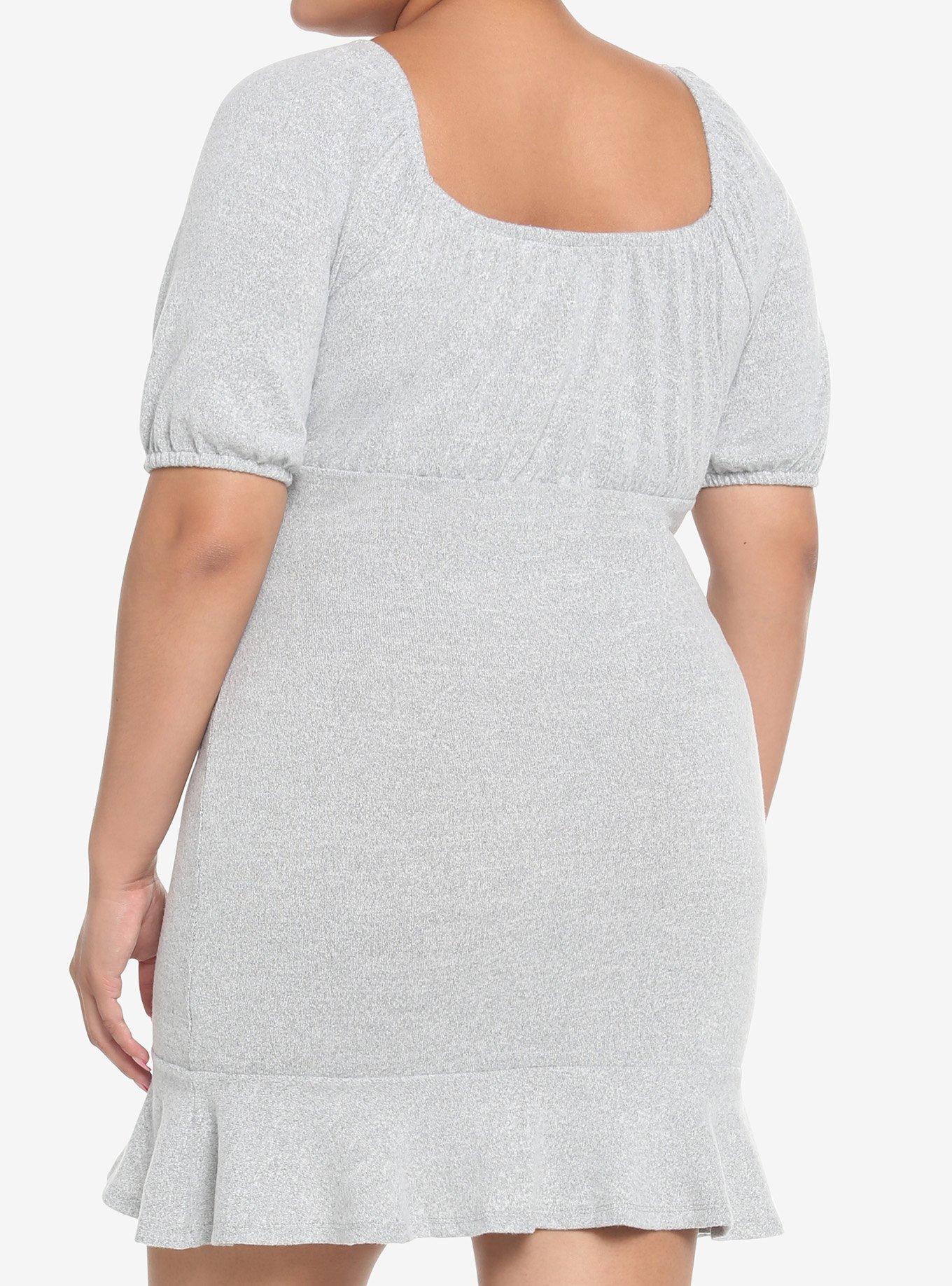 Heather Grey Ruffle Empire Dress Plus Size, HEATHER GR, alternate
