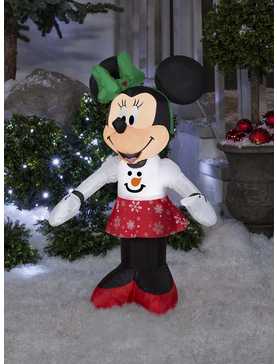 Disney Minnie Mouse In Snowman Sweater And Snowflake Skirt Airblown, , hi-res