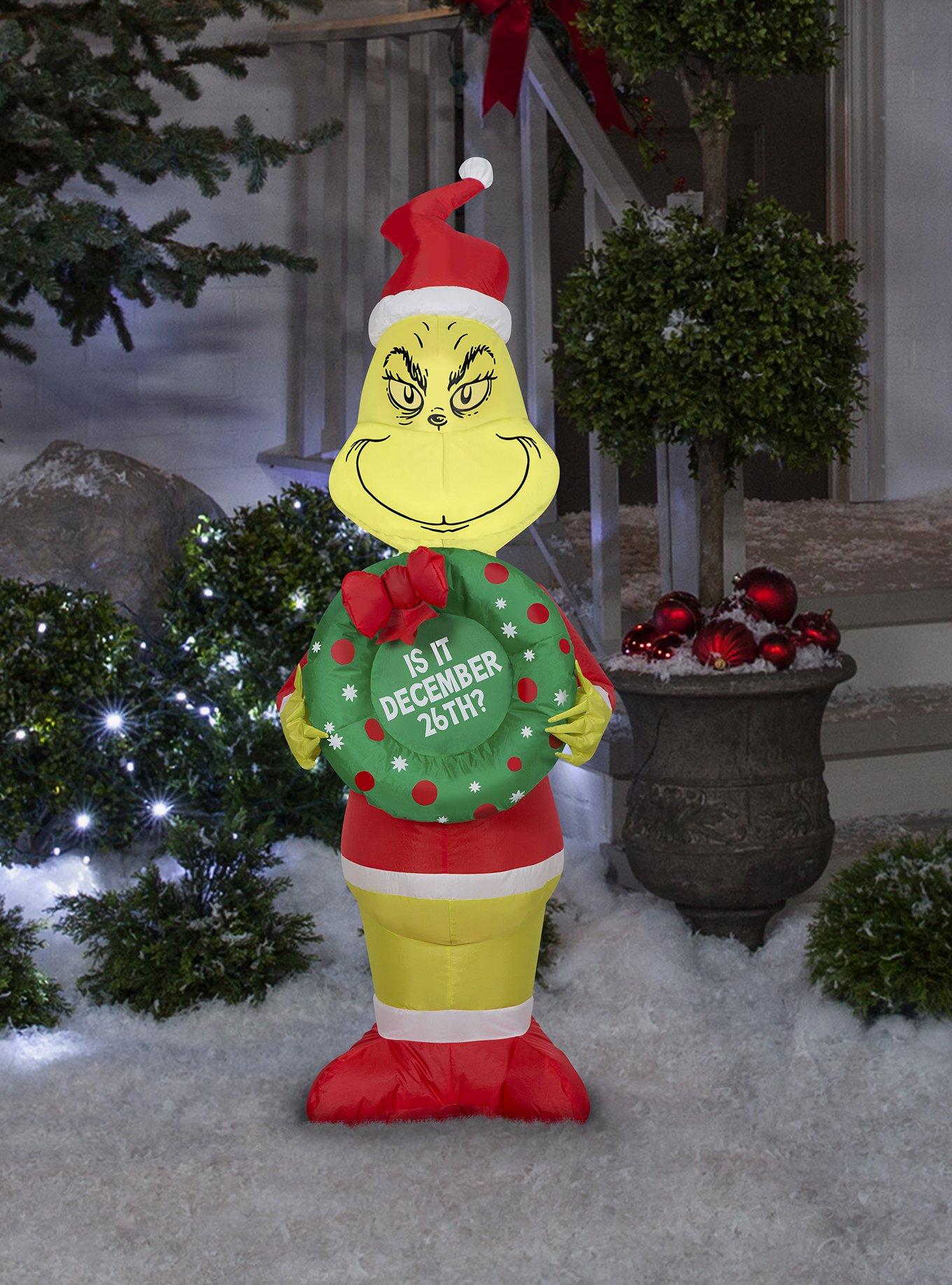 Grinch With Wreath Medium Airblown, , hi-res