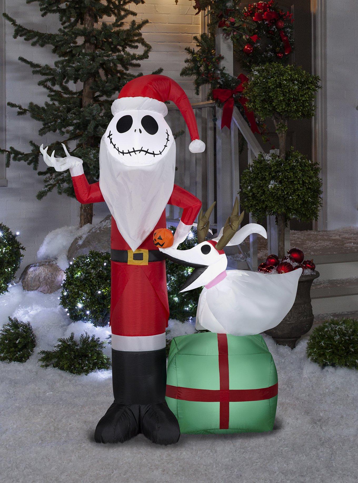 The Nightmare Before Christmas Jack Skellington As Santa And Zero Wearing Antlers Airblown, , hi-res