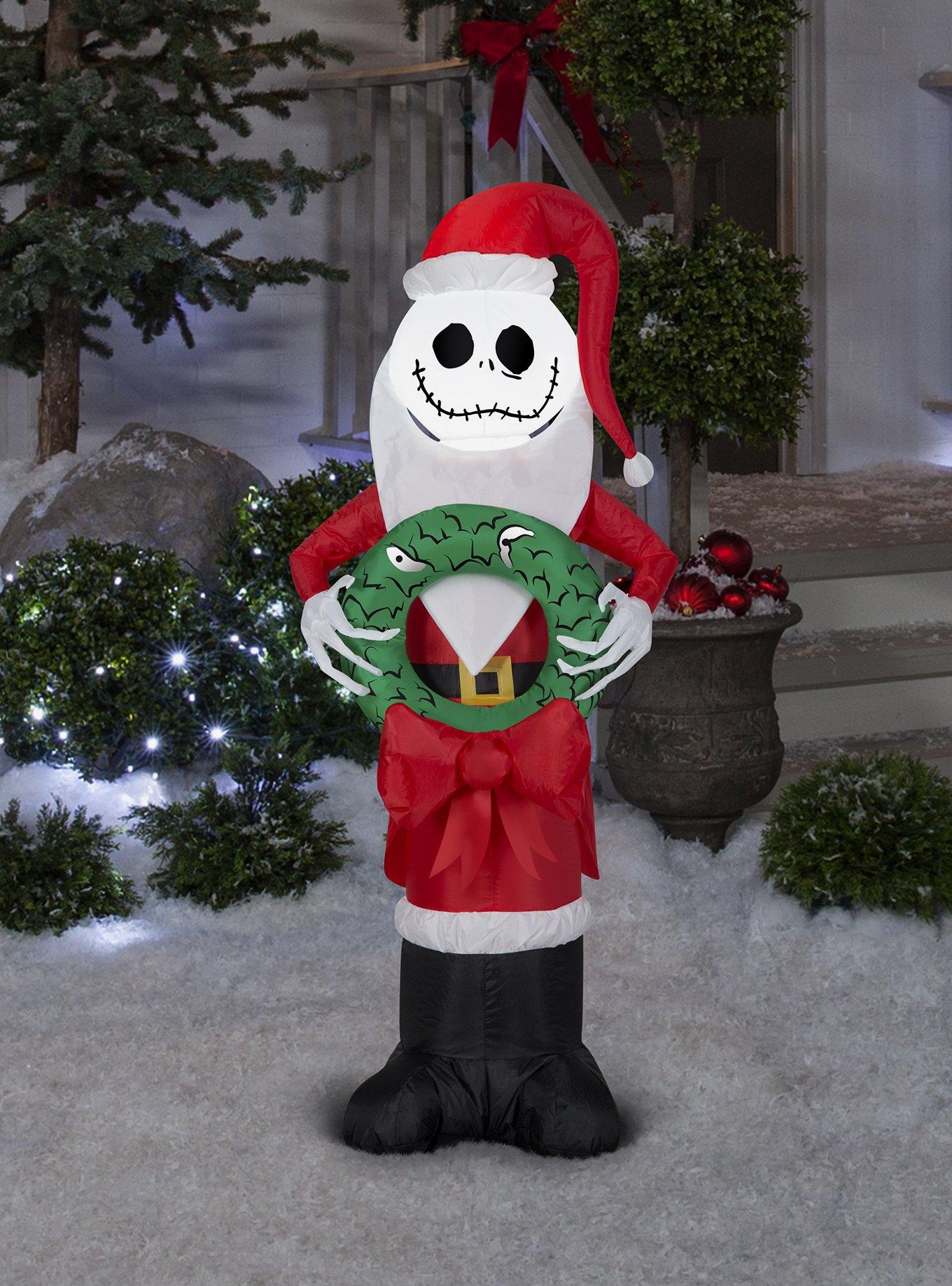 The Nightmare Before Christmas Jack Skellington In Santa Suit With Wreath Airblown, , hi-res
