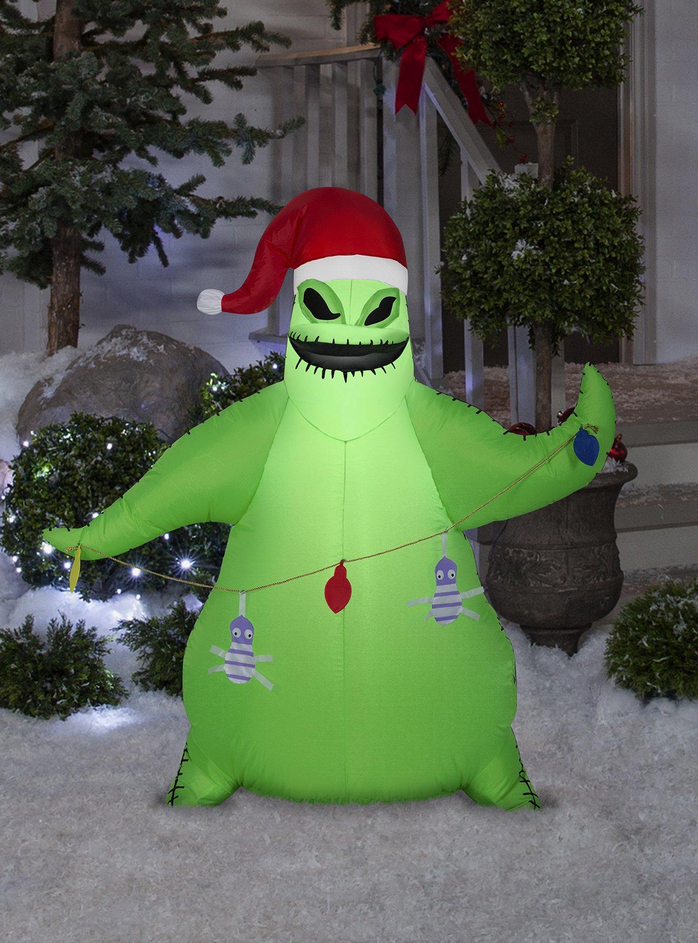The Nightmare Before Christmas Oogie Boogie In Santa Hat With Light String Airblown, , hi-res