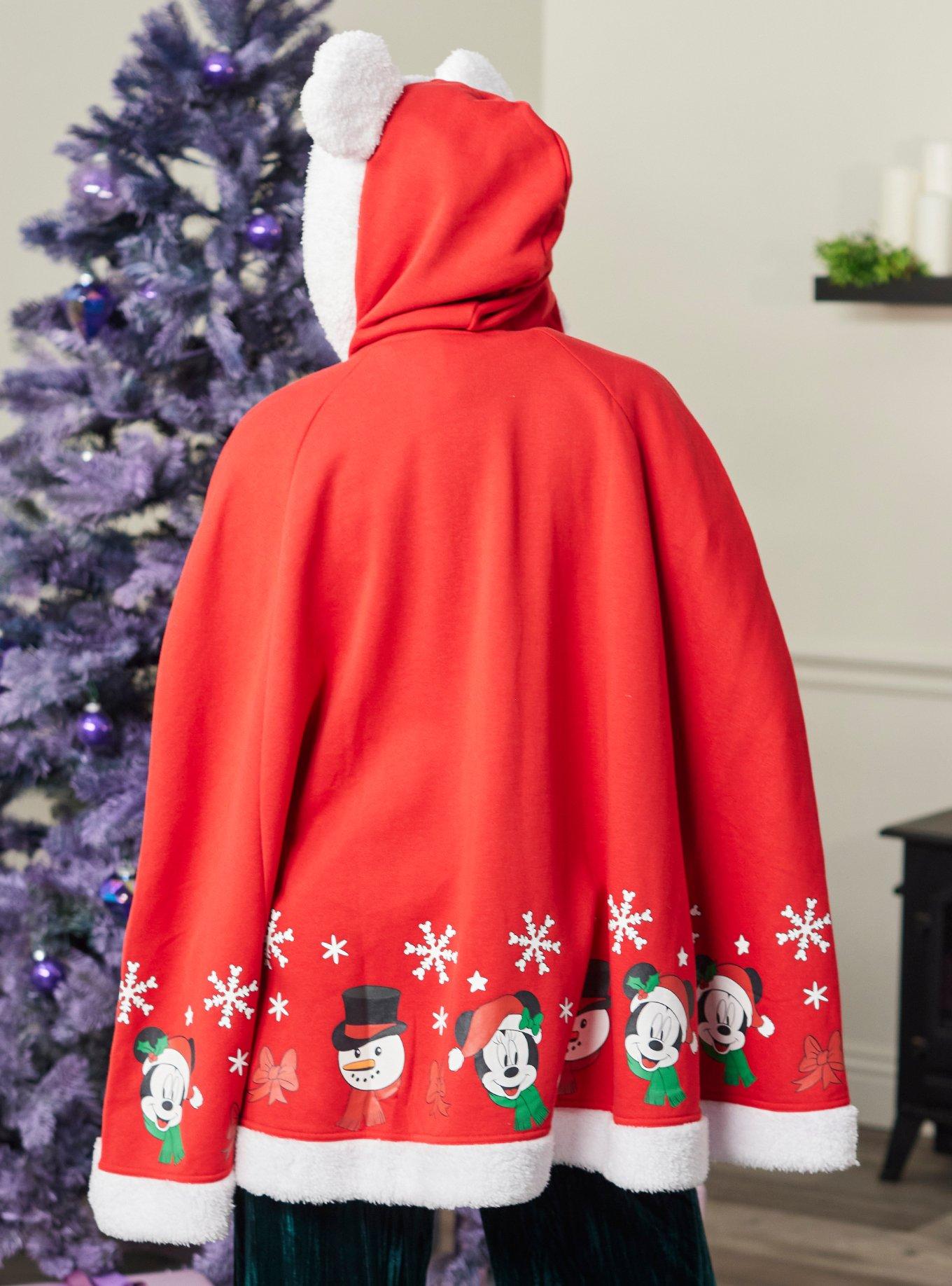 Her Universe Disney Holiday Mickey Mouse Hooded Cape, RED  WHITE, alternate