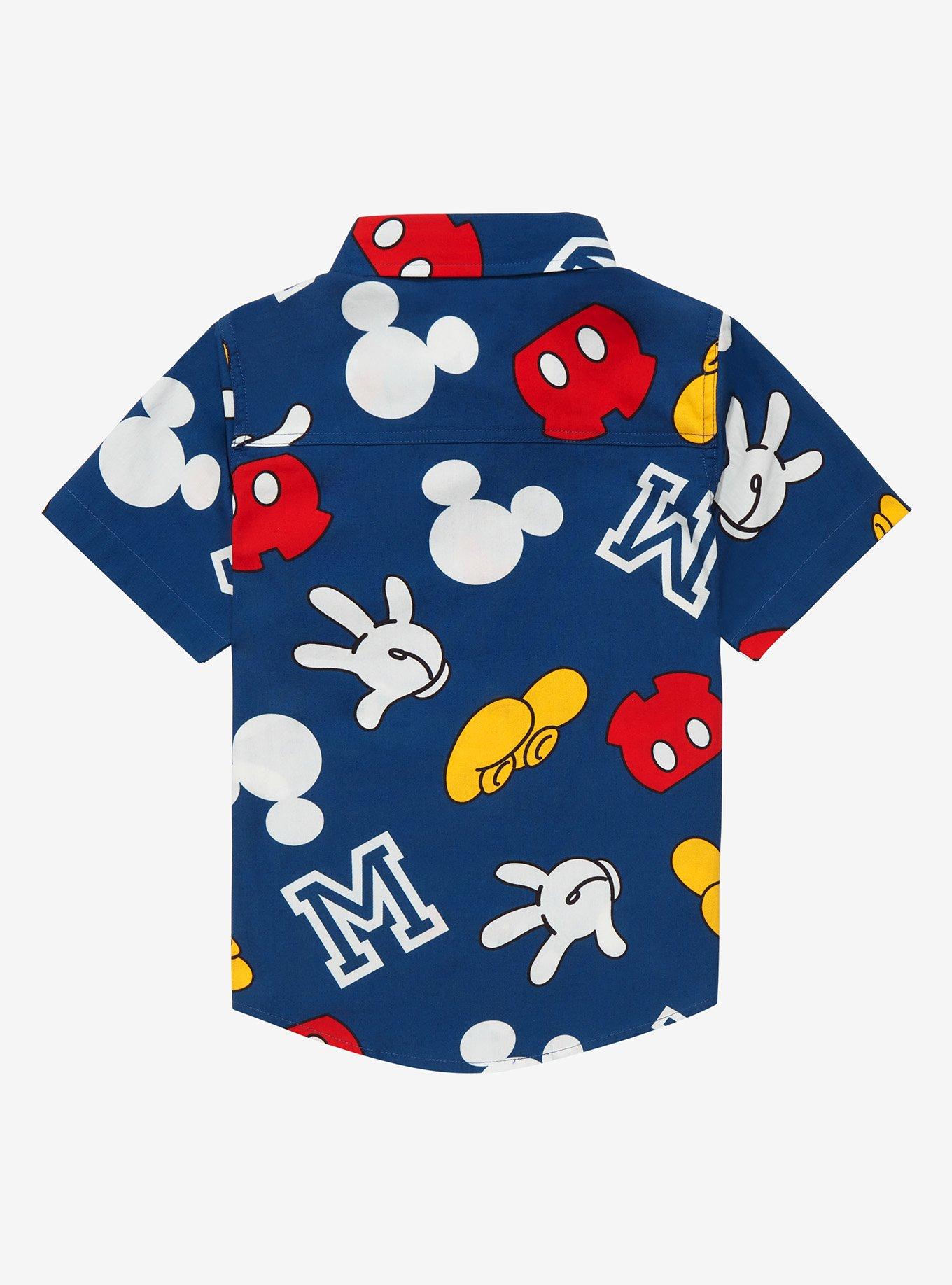 Disney Mickey Mouse Icons Allover Print Toddler Woven Button-Up - BoxLunch Exclusive , NAVY, alternate