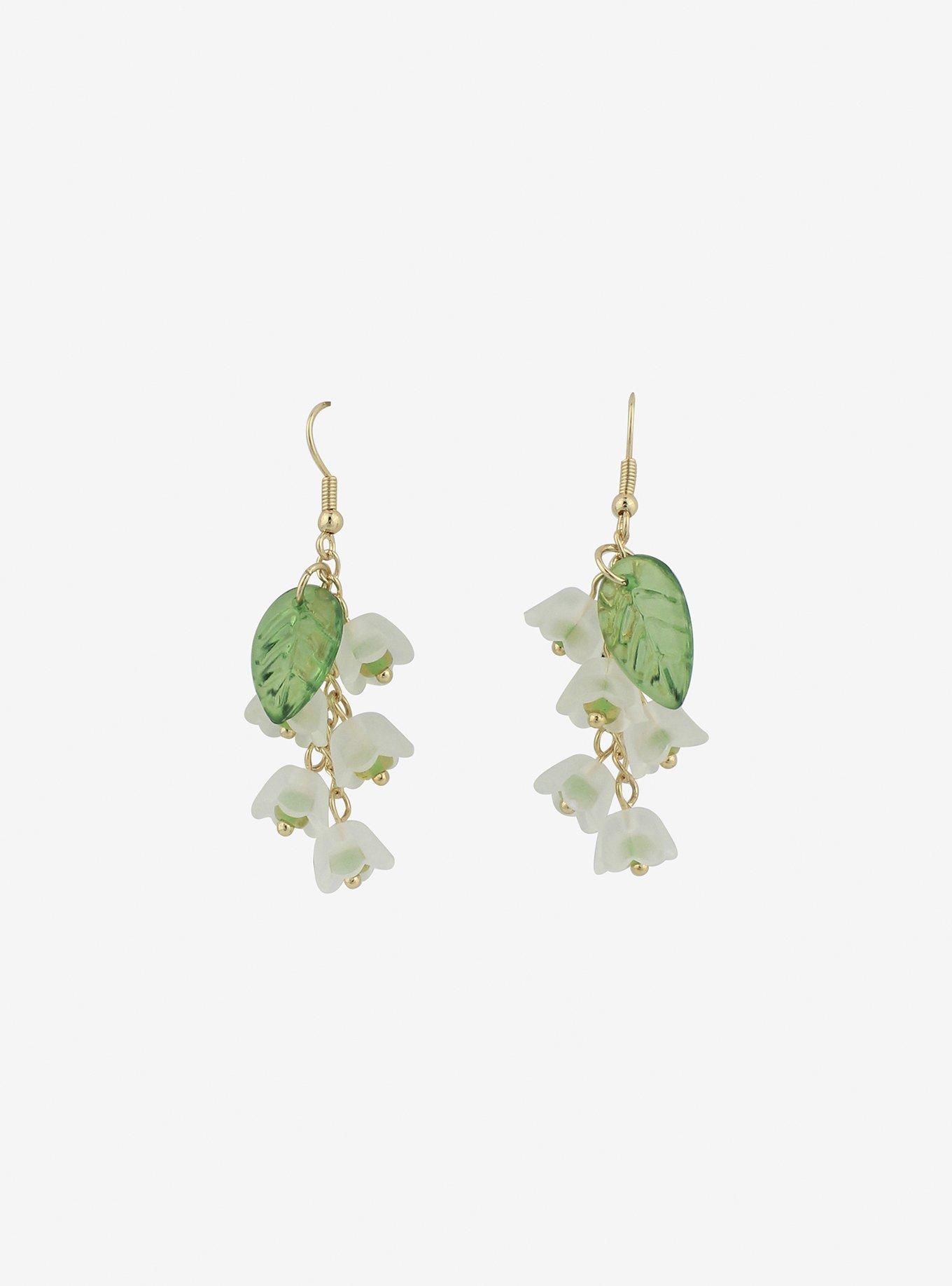 Floral Leaf Drop Earrings, , alternate