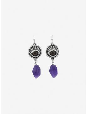 Eye Purple Crystal Drop Earrings, , hi-res