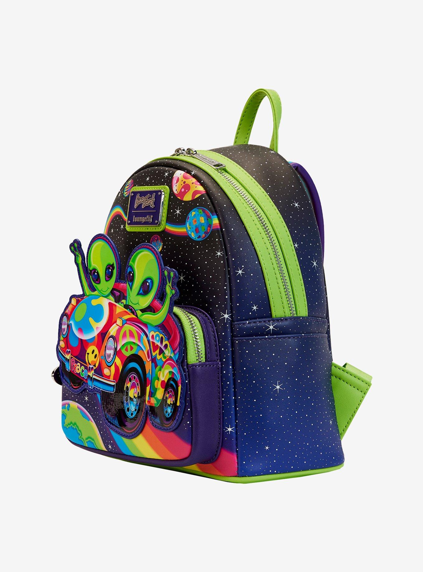 Loungefly Lisa Frank Peace Love & Aliens Glow-In-The-Dark Mini Backpack, , alternate