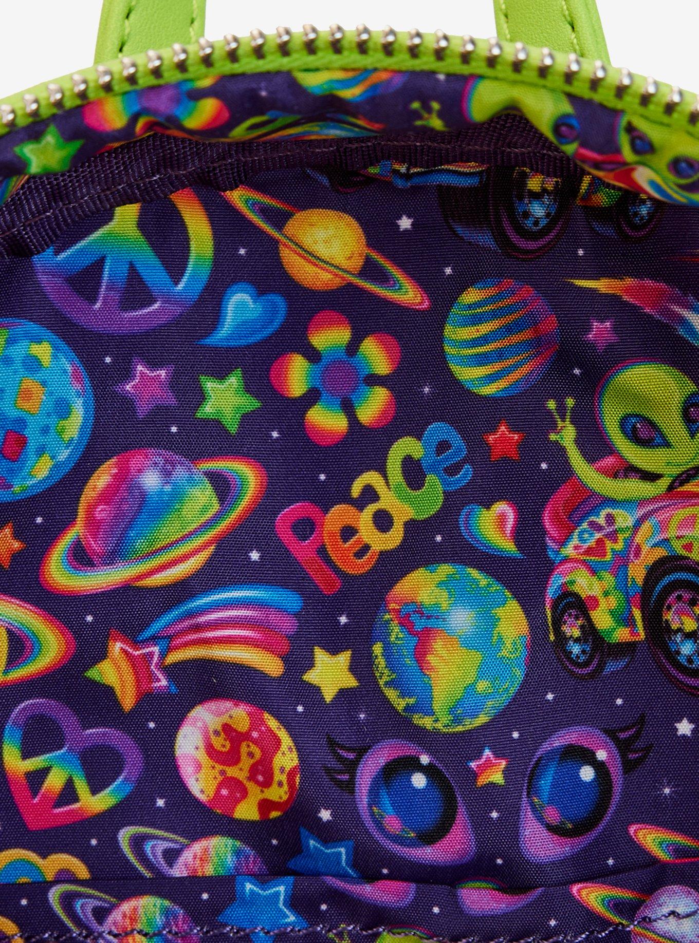 Loungefly Lisa Frank Peace Love & Aliens Glow-In-The-Dark Mini Backpack