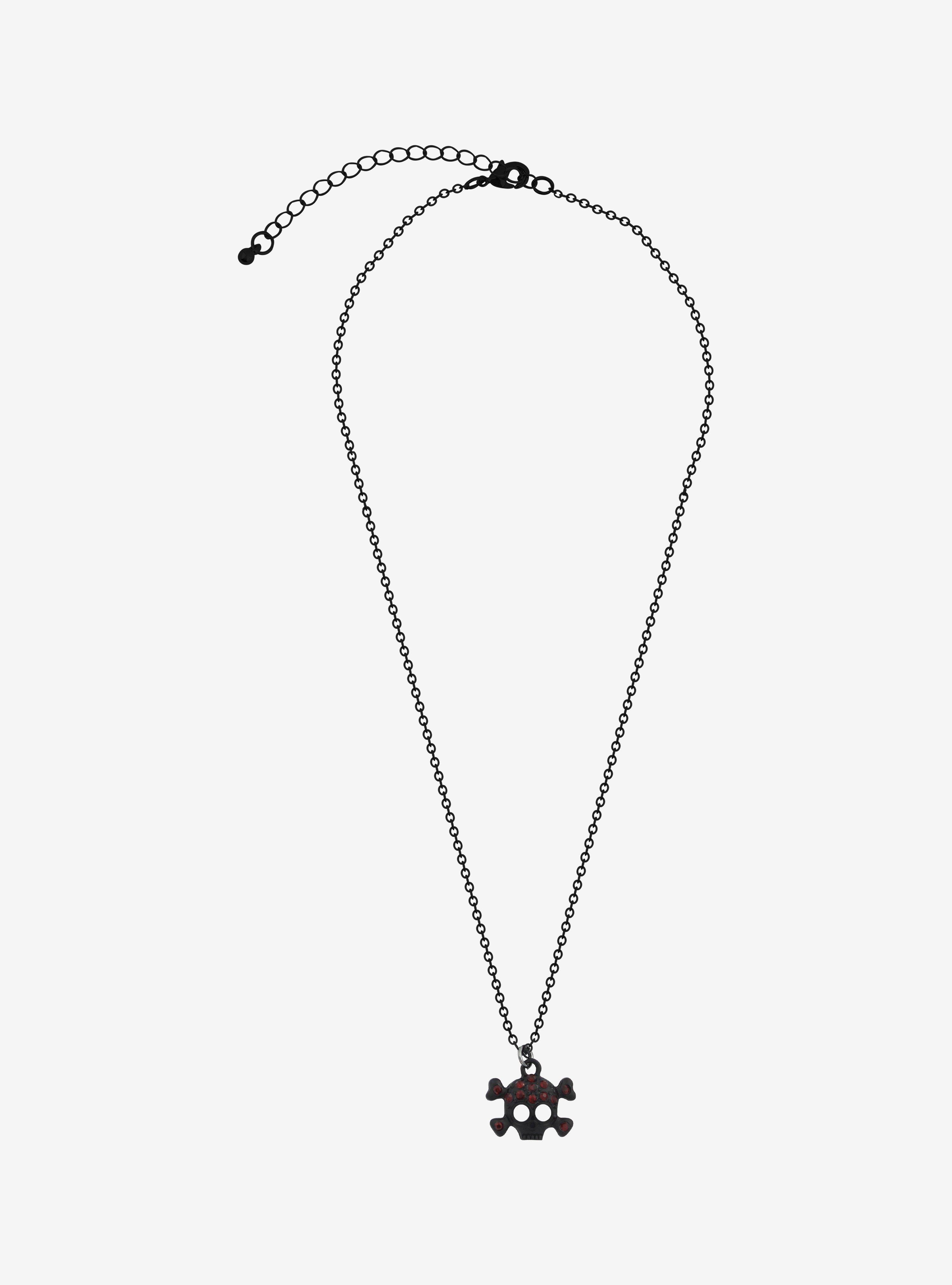 Black Jeweled Skull Pendant Necklace, , alternate