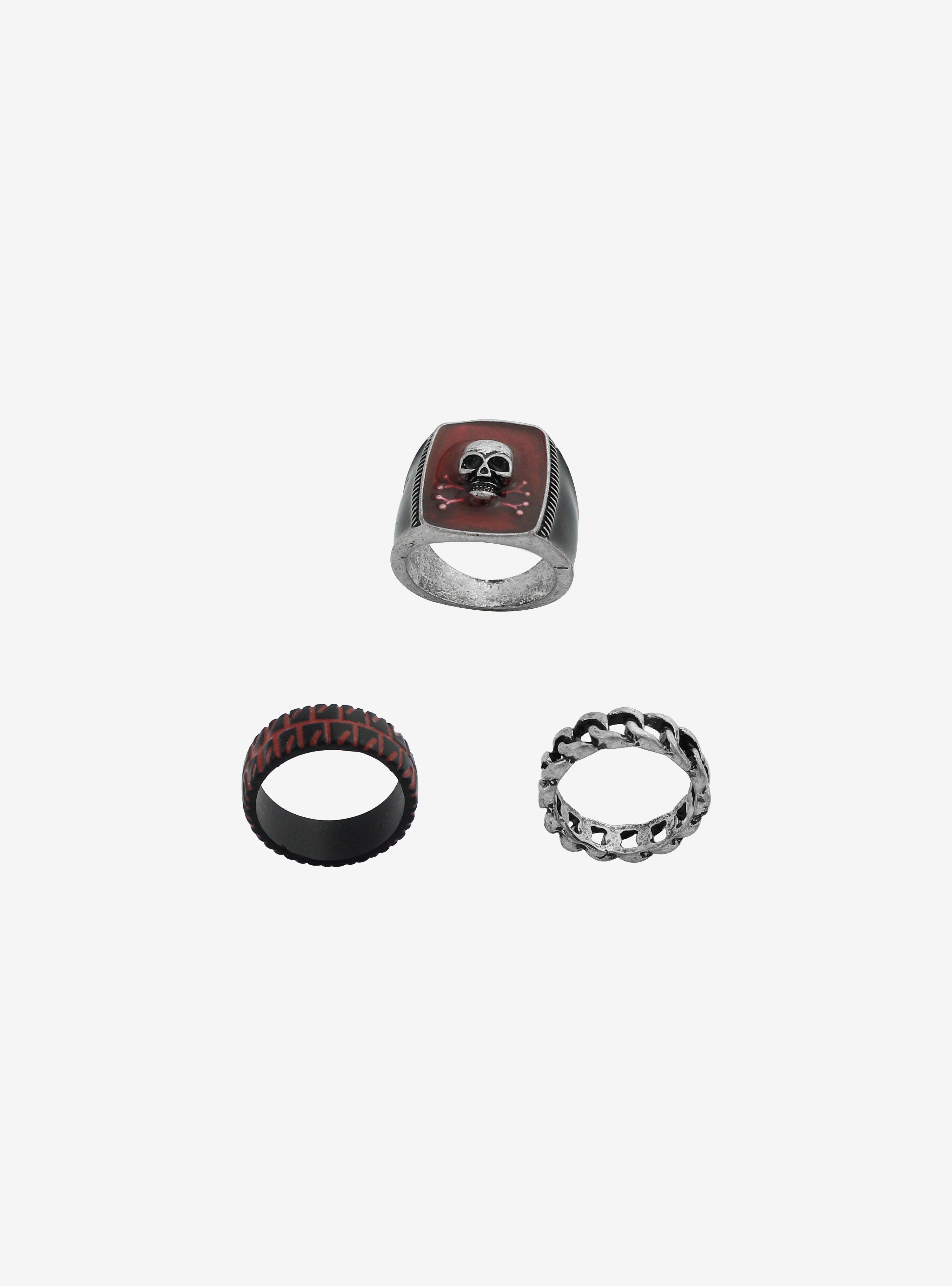 Red Skull Ring Set, , alternate