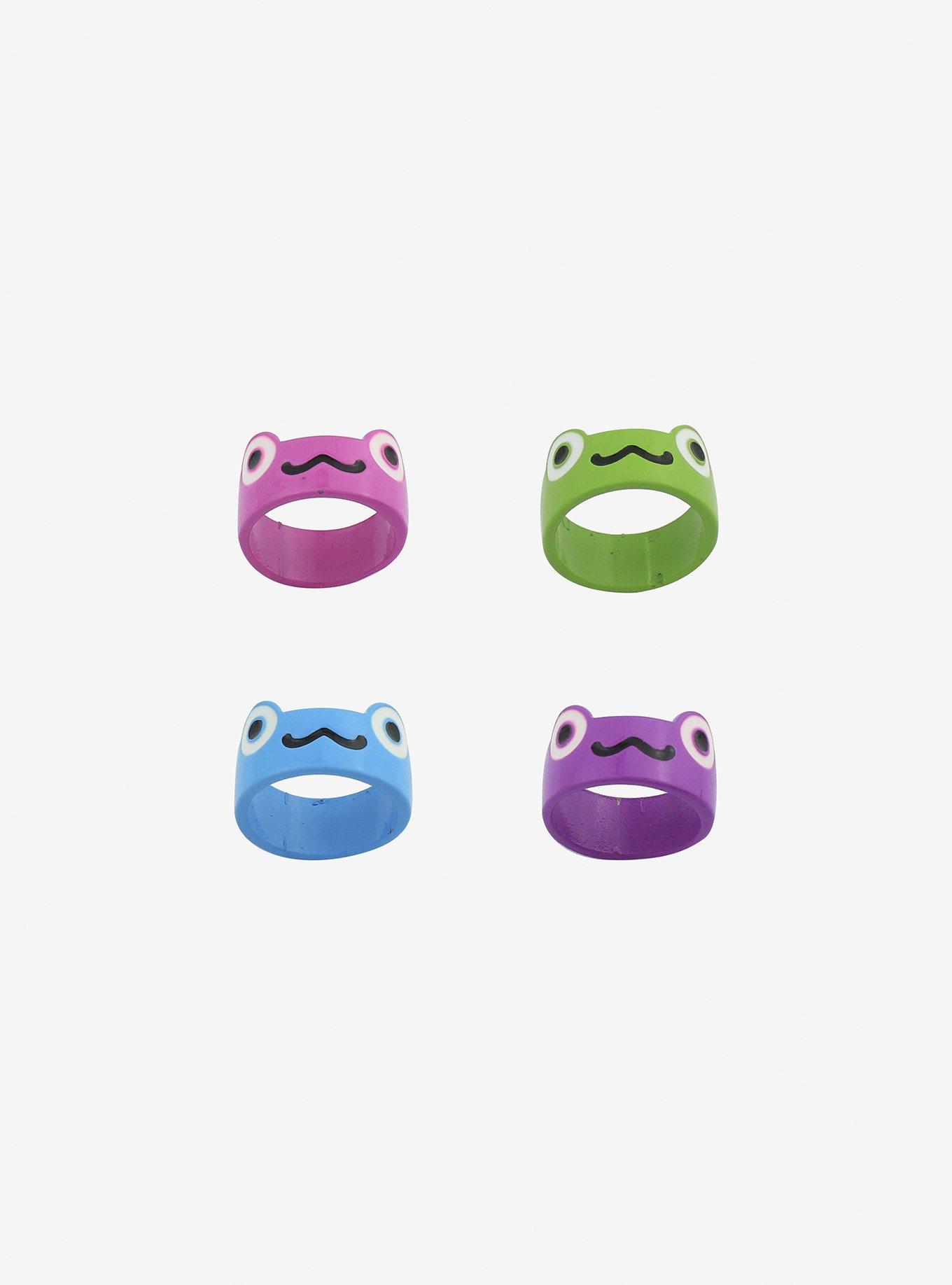 Figural Frog Colorful Ring Set, , alternate
