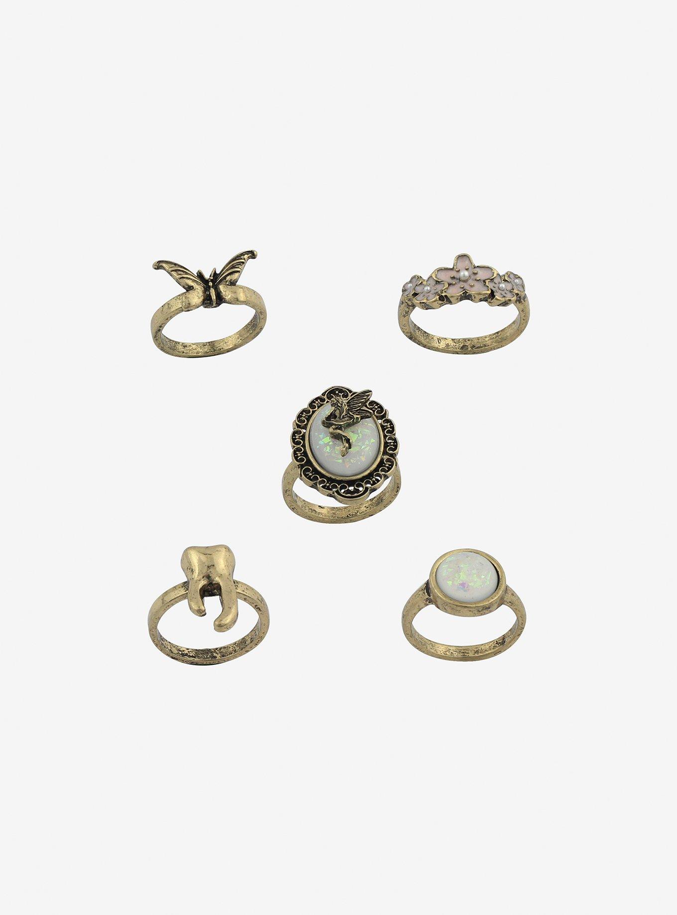 Fairy Opal Flower Antique Ring Set, , alternate