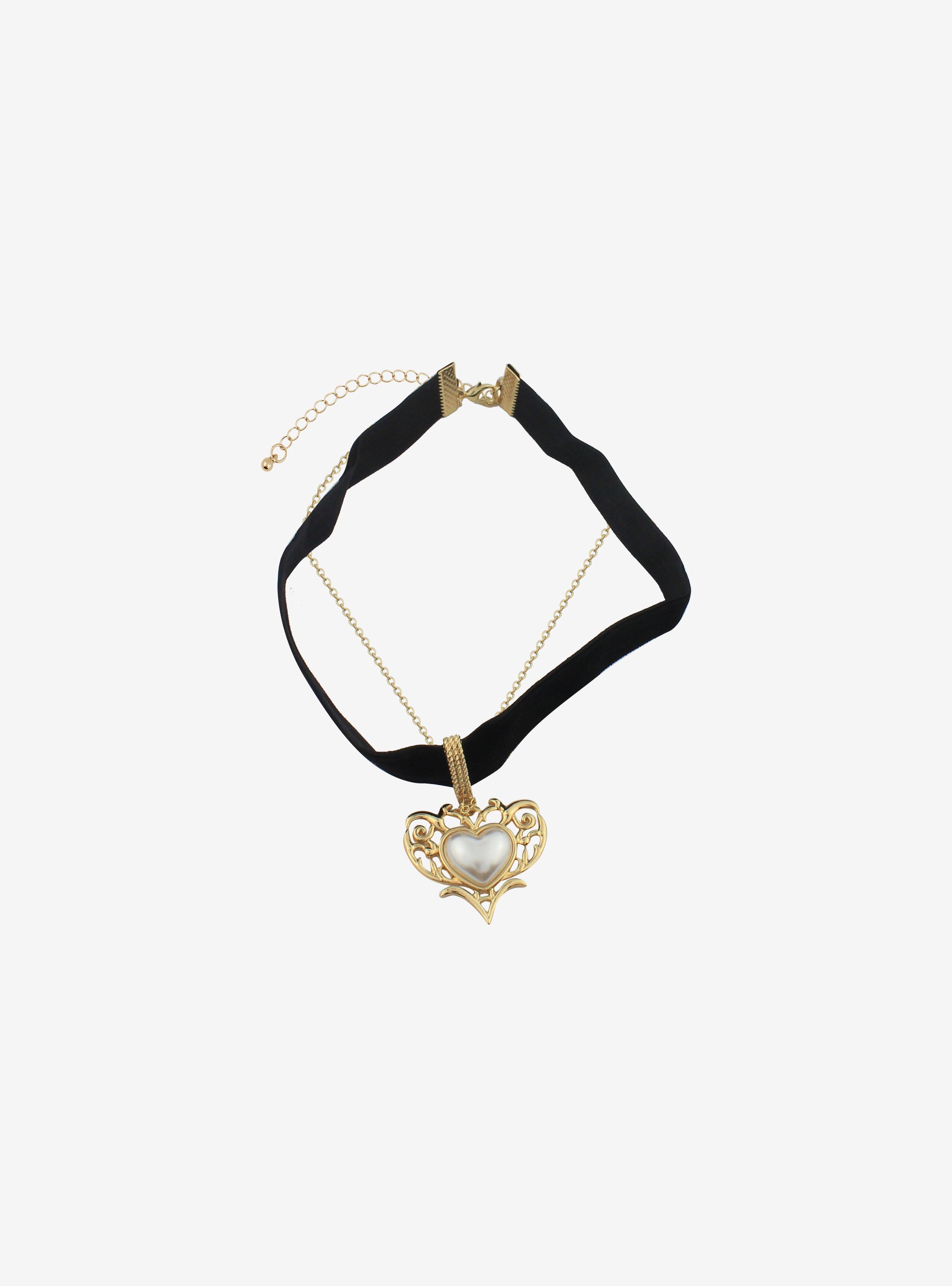 Ornate Heart Velvet Choker, , alternate