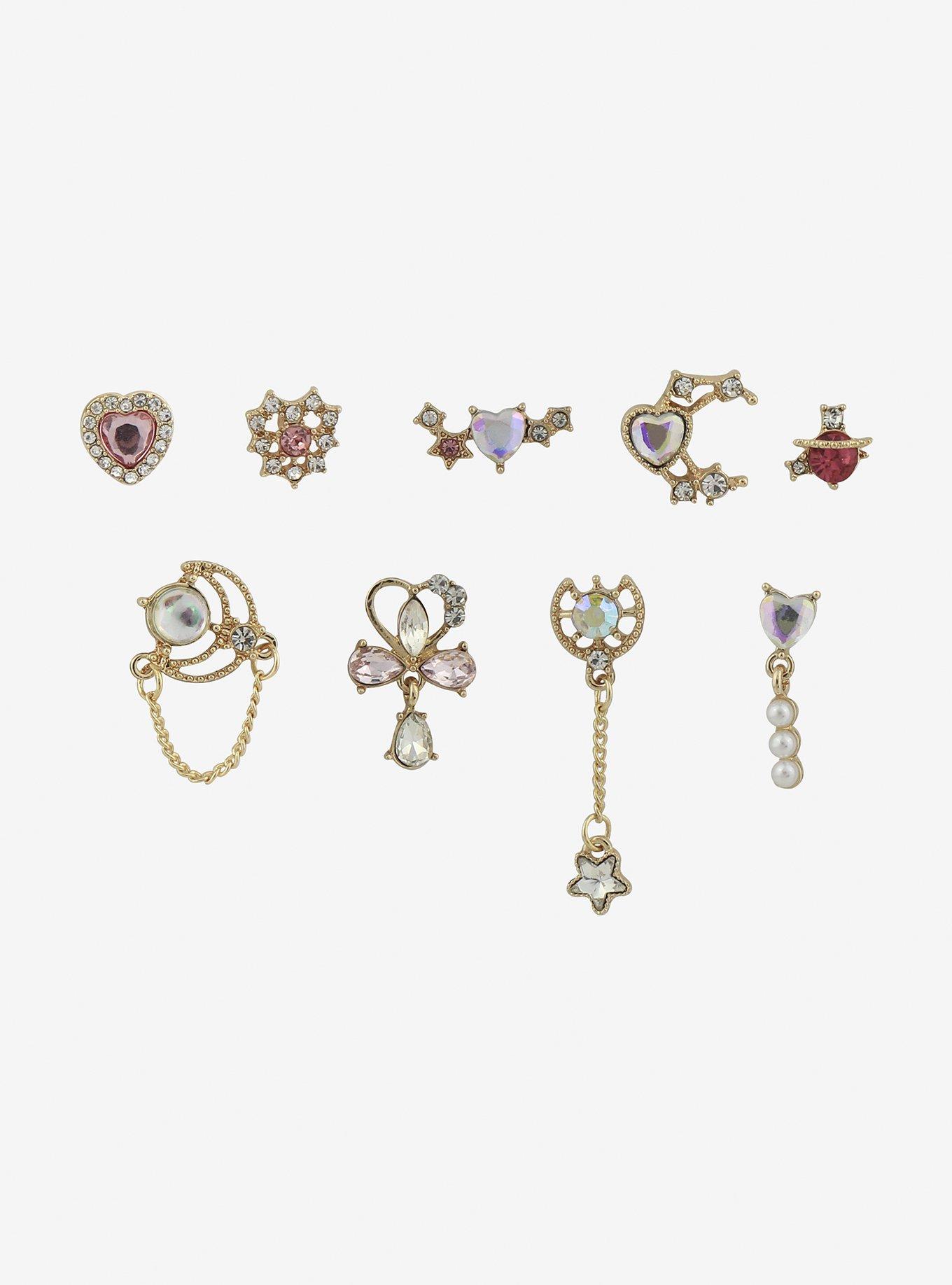 Sparkle Hearts Mismatch Earring Set, , alternate