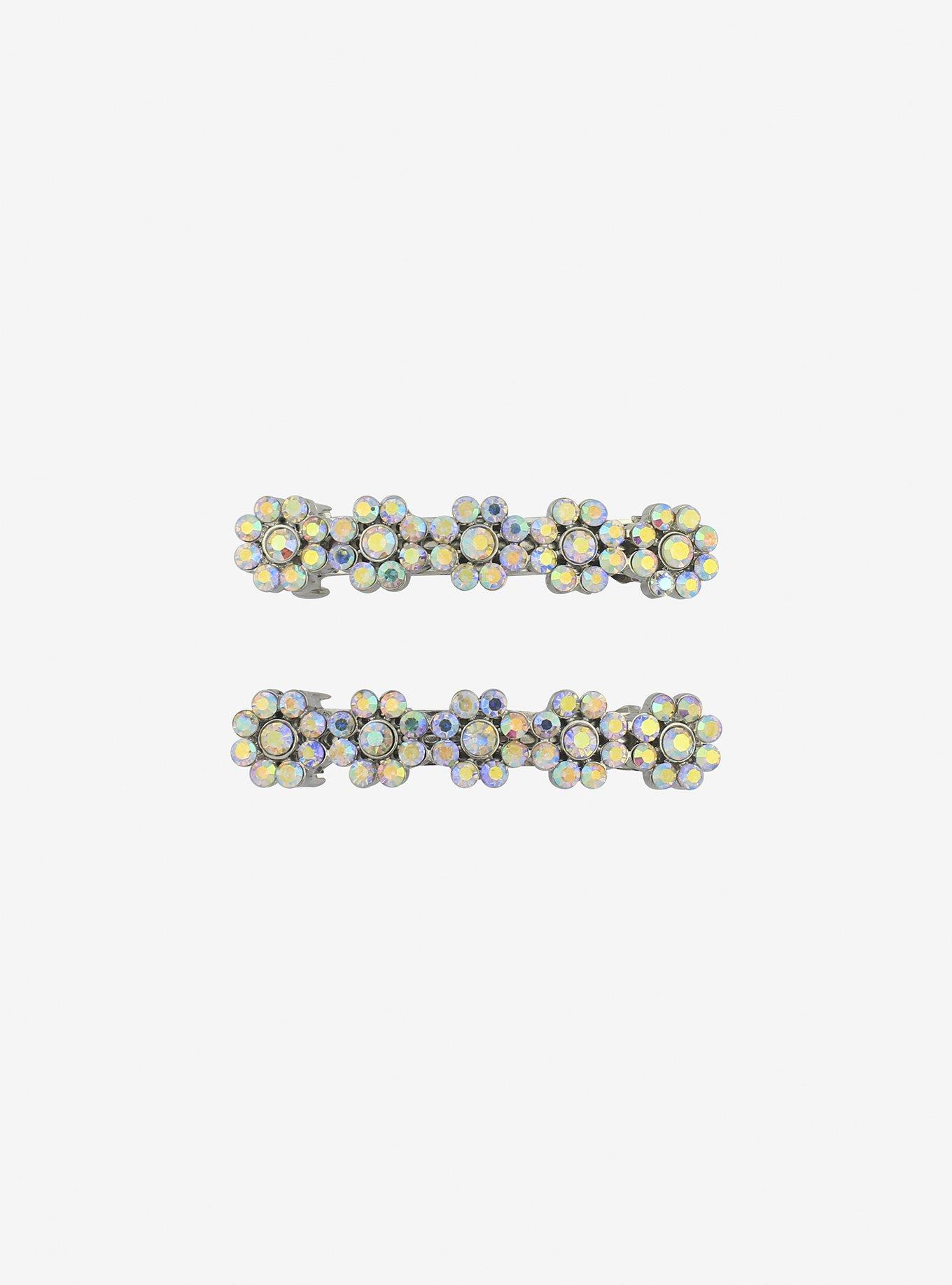 Bejeweled Flower Hair Clip Set, , alternate