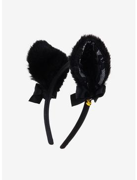 Black Lace Cat Ear Headband, , hi-res
