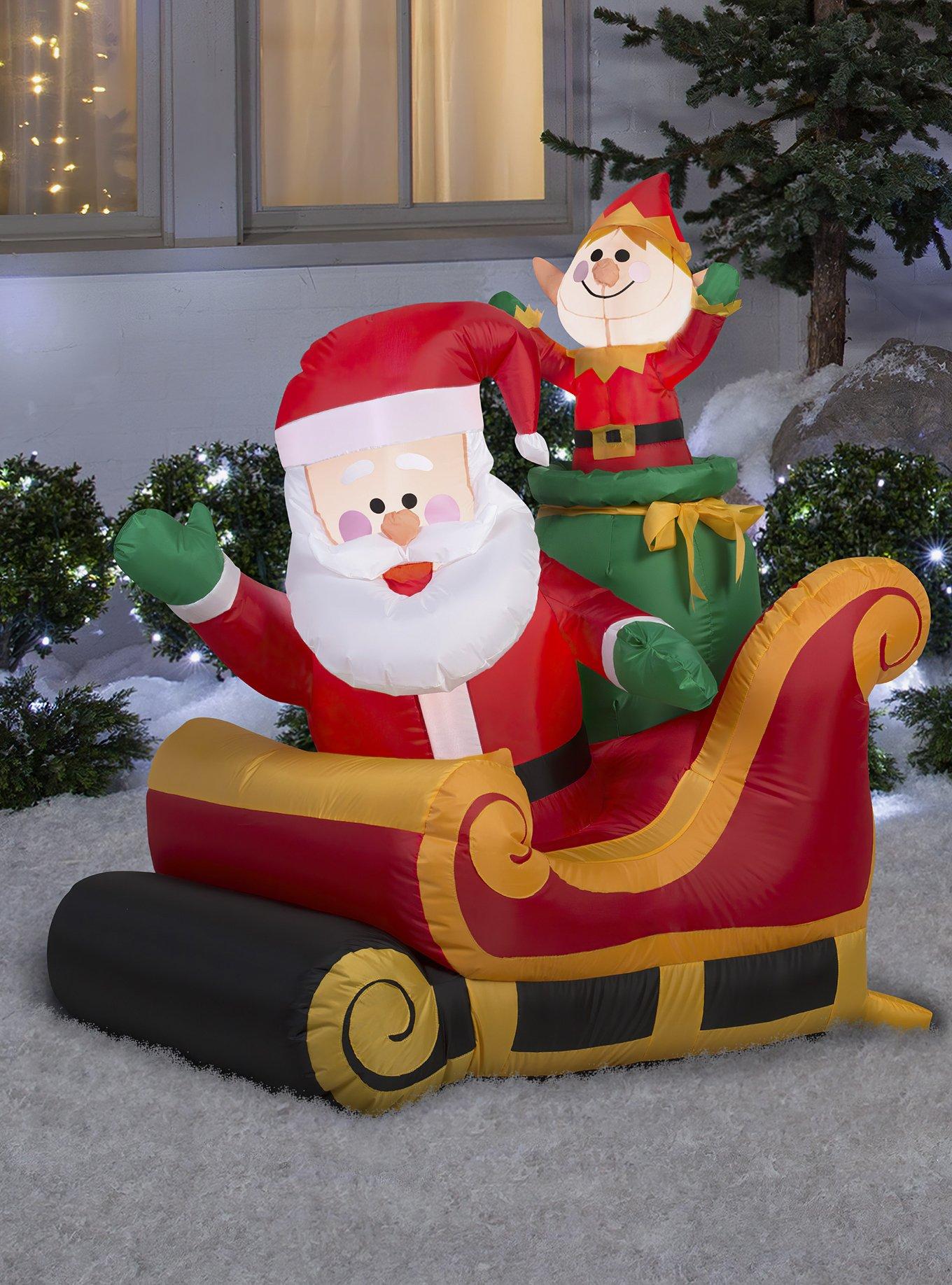Airblown Inflatable Santa And Elf In Sleigh, , alternate