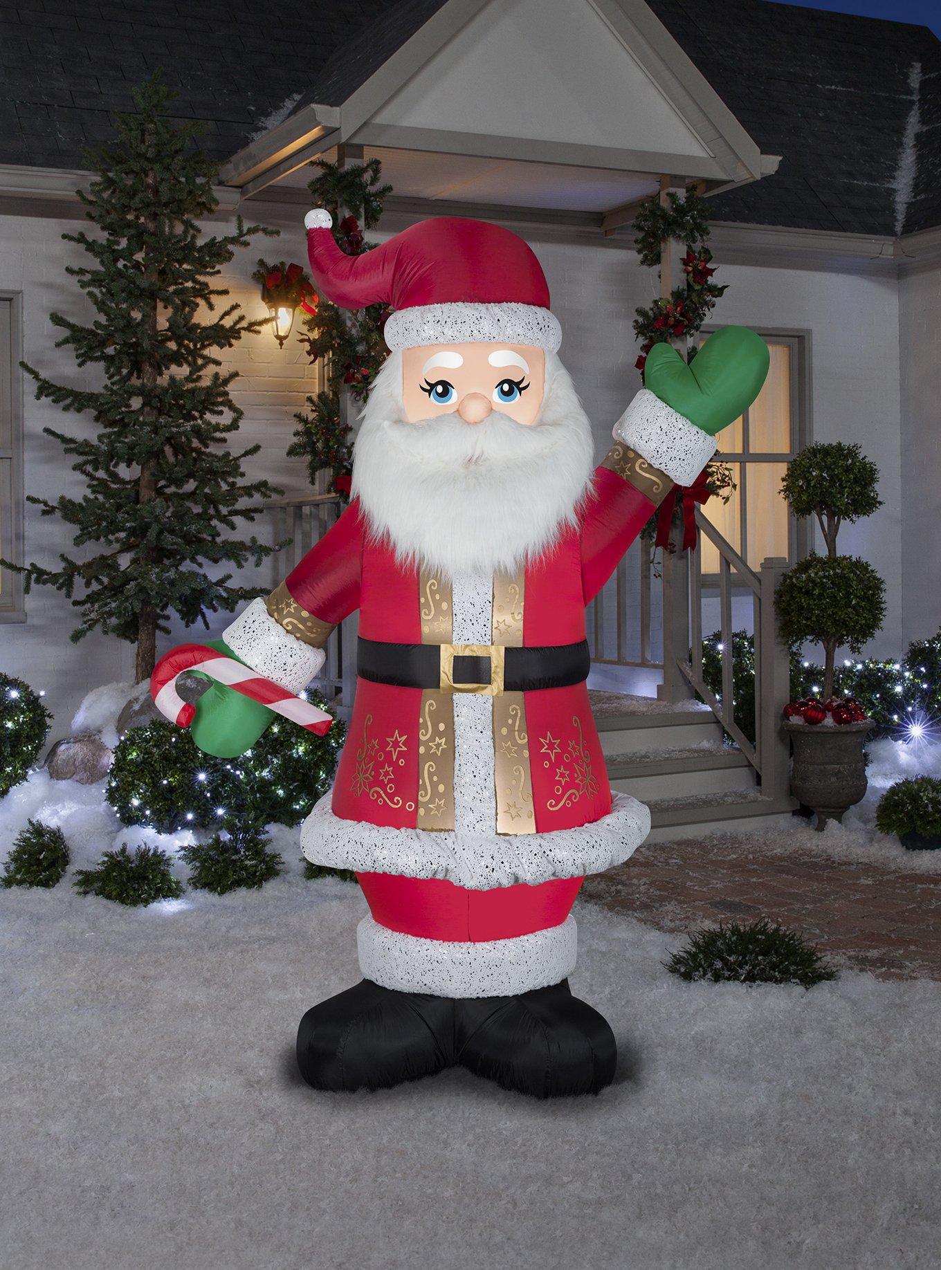 Airblown Mixed Media Luxe Santa With Candy Cane, , hi-res