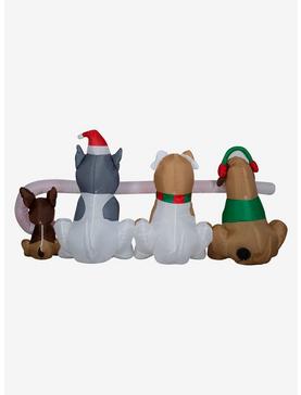 Airblown Puppies Sharing A Big Candy Cane Scene, , hi-res