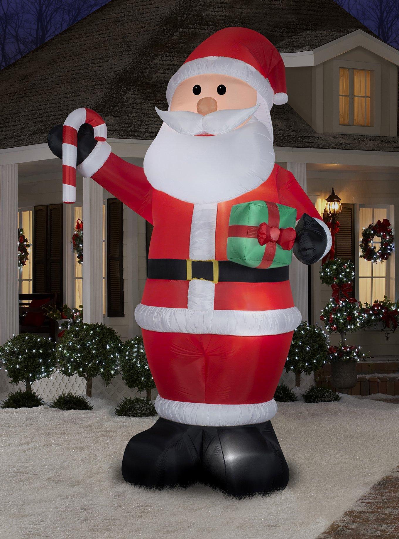 Airblown Santa With Gift And Candy Cane Giant, , alternate