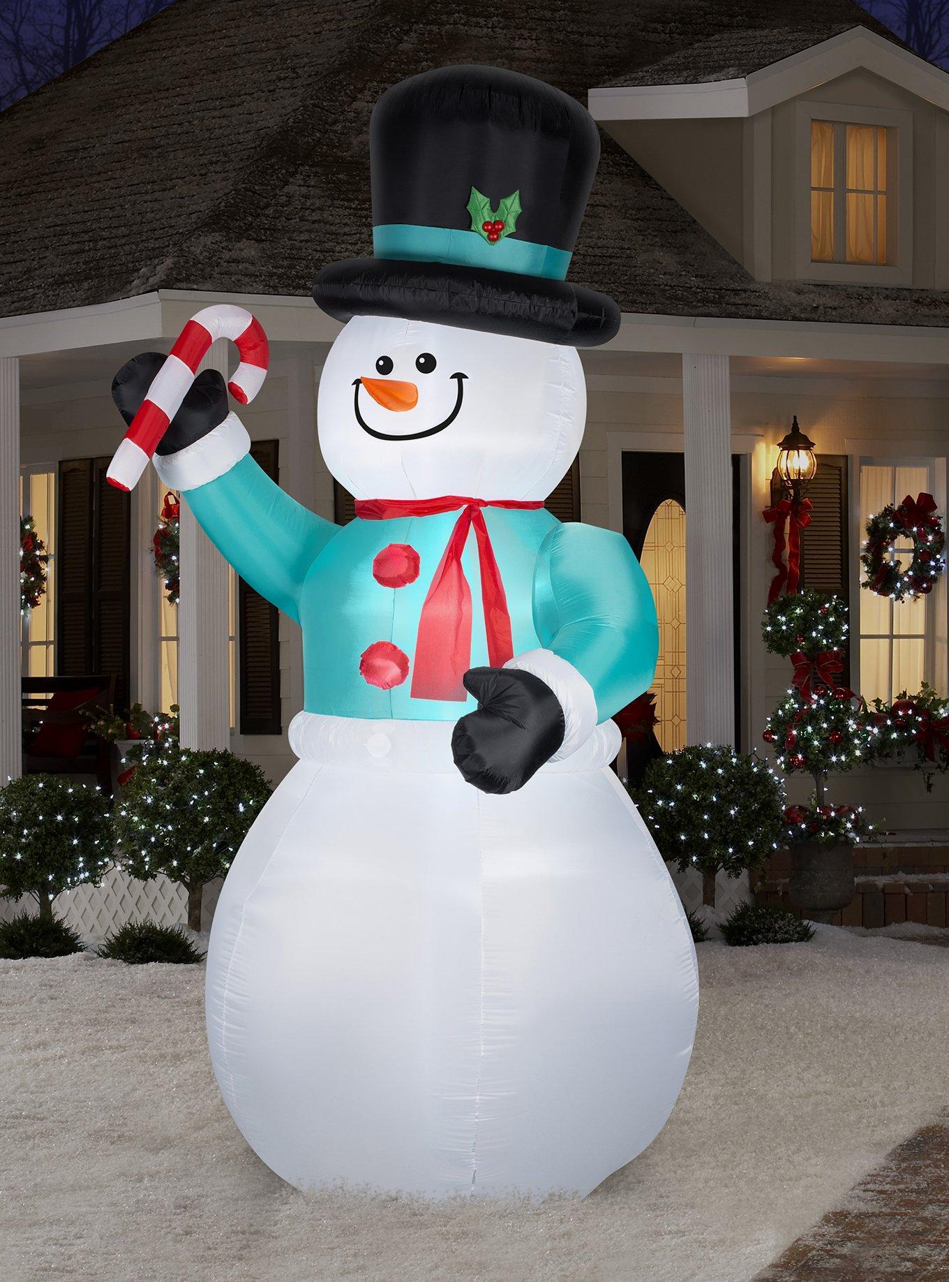 Airblown Snowman With Candy Cane Giant, , alternate