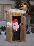 Animated Airblown Santa Coming Out Of The Outhouse With Lights, , alternate