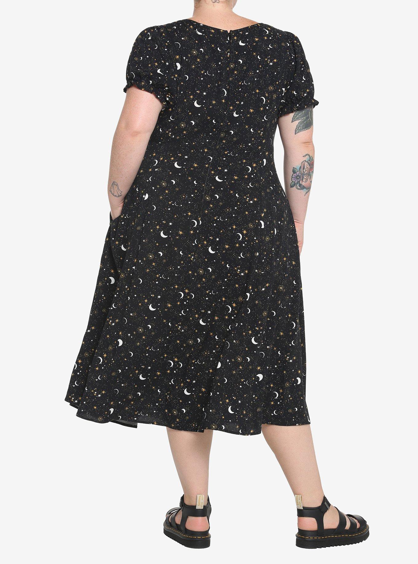 Ditsy Celestial Midi Dress Plus Size, MULTI, alternate
