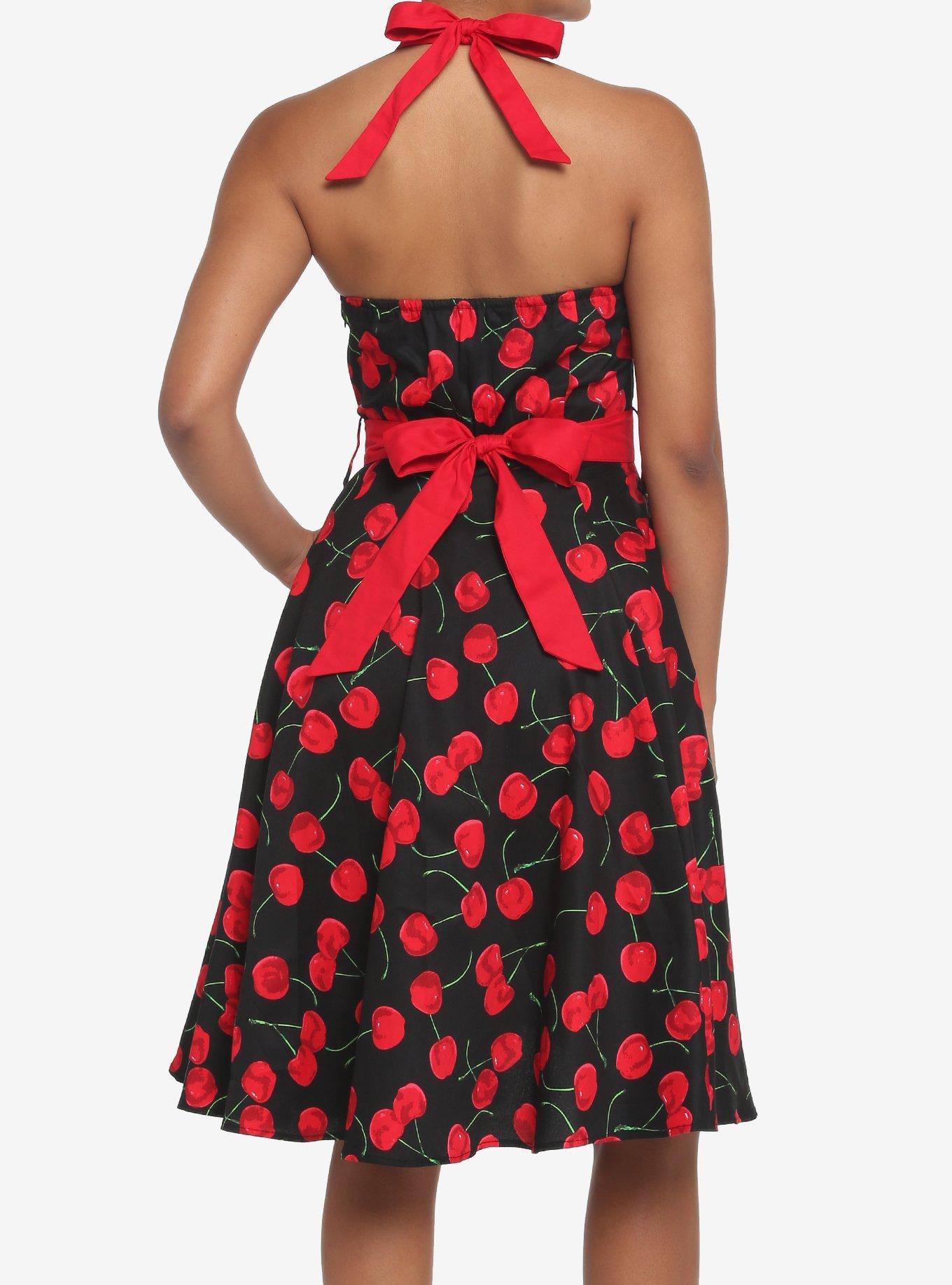 Cherry Retro Halter Dress, CHERRY, alternate