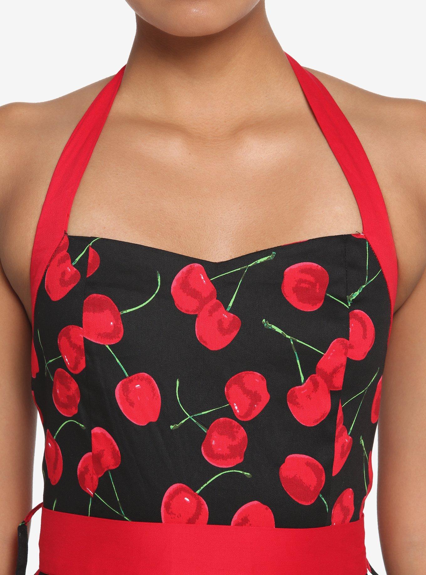 Cherry Retro Halter Dress, CHERRY, alternate